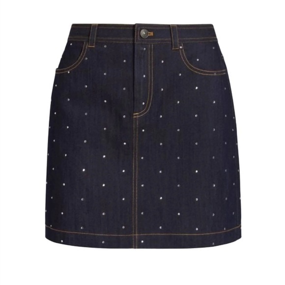 Denim Polka Dot Skirt - Picture 1 of 4